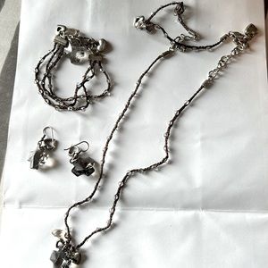 Brighton necklace, bracelet, earrings, anklet chocolate brown/silver